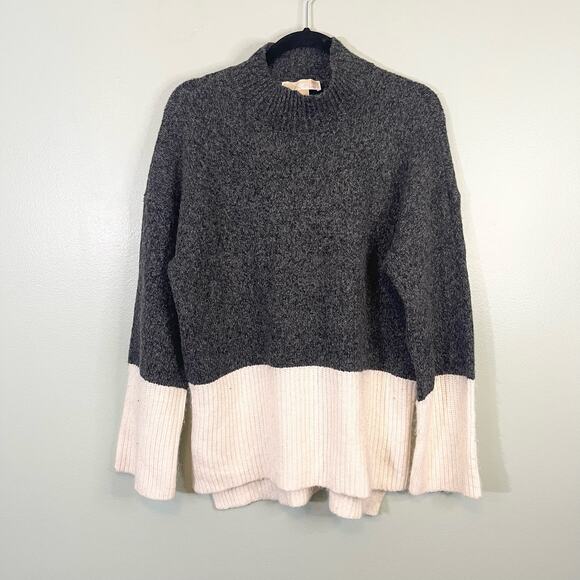 Michael Kors Mock Neck Colorblock Wool Blend Knit Hi Low...